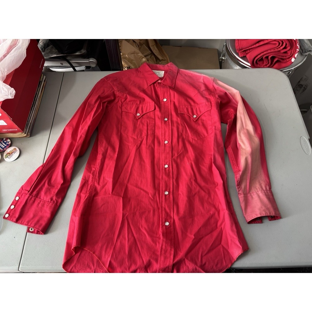 Vtg H Bar C Red California Ranchwear Western Shirt USA M